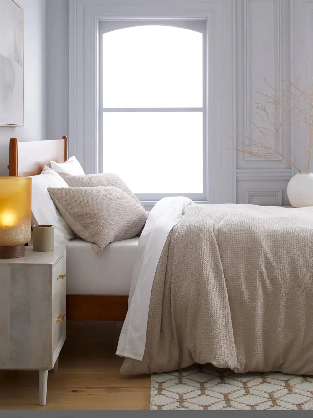 NWT Quince Organic Luxe Honeycomb Sand (Light Tan) Duvet Cover Set with Shams!